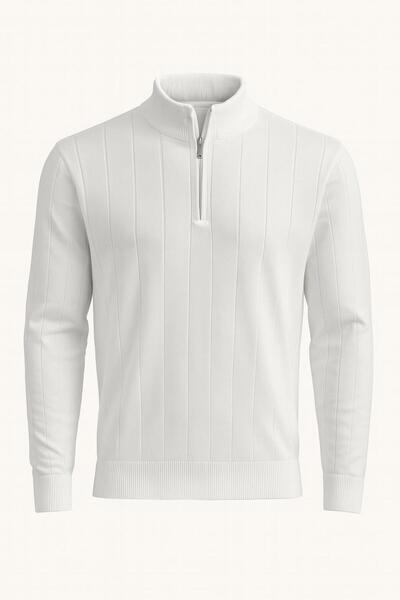 CLASSİCS MEN slim fit Tricotaj pentru bărbați cu jumătate de fermoar și guler...