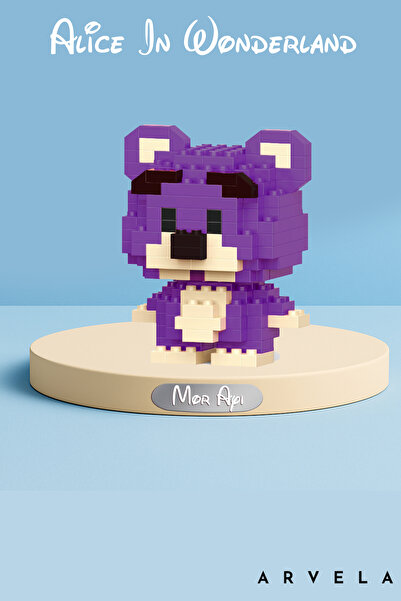 Arvela Alice in Wonderland Mini Blok Seti – Mikro Yapı Oyuncak Stil Mor Ayı K...
