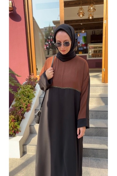 Melek aydın Gold Applique Detailed Ferace Dress