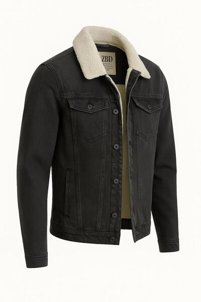FABİO CASSANİ Zbd Men's Slim Fit Shearling Denim Jacket - 7432