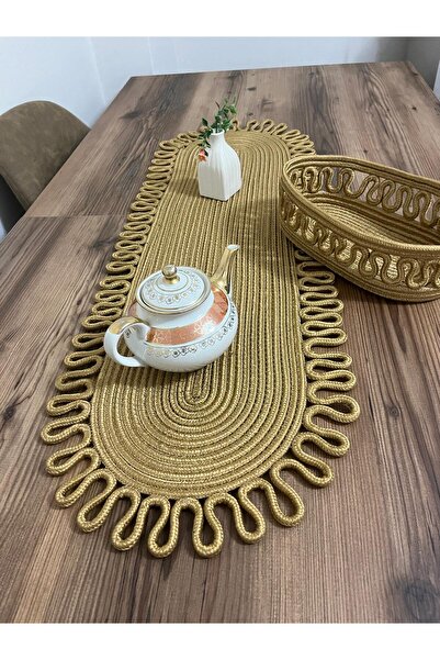 eftlyhome Runner Basket Set, Jute, Wicker, American Service, Cutlery Set, Plate Coaster, Presentation, Bread Basket