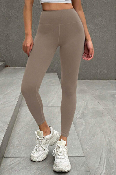 SV Sun Victoria Women's Cream Fleece Lined Gathering Soft Leggings