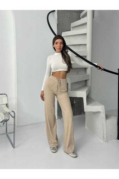 INFİVENTO Ribbed Wide Leg Trousers