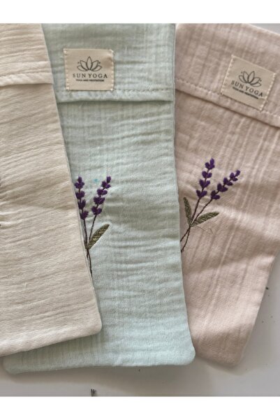 SUNYOGA Lavender Meditation Eye Pillow – Large Size (for Savasana & Sleep) Embroidered Mint Green Color