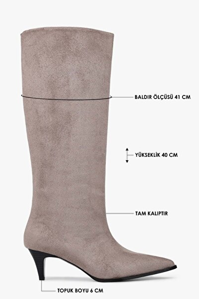 Shoeberry Women's Lula Mink Suede Short Pointed Heeled Boots