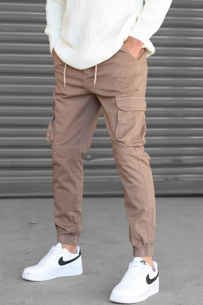 VIKUNYA Men's New Season Black Jogger Pants Cargo Pants with Side Pockets