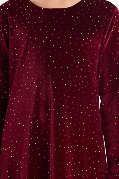 DeFacto Girls' Crew Neck Velvet Long Sleeve Dress G5994A825Wn