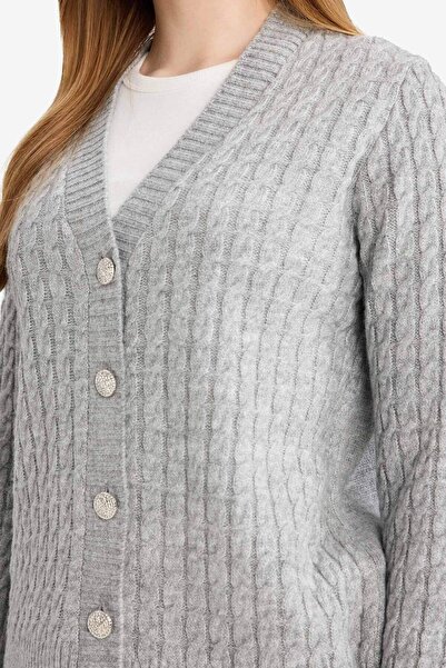DeFacto Regular Fit V-Neck Buttoned Cardigan E9148Ax25Wn