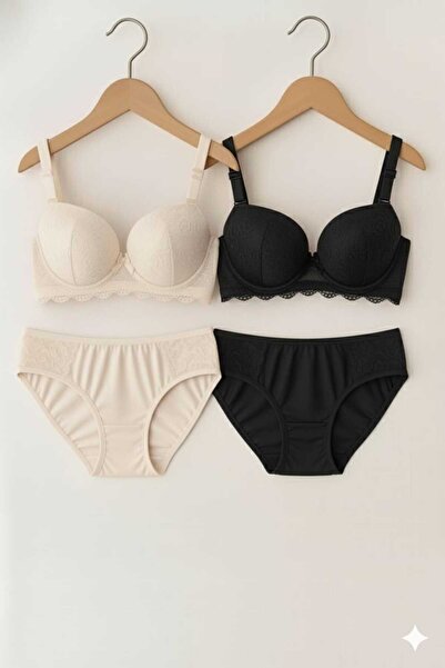 SOFENNA Women's Supported Lace Padded (Wired) 2-Piece Bra Set