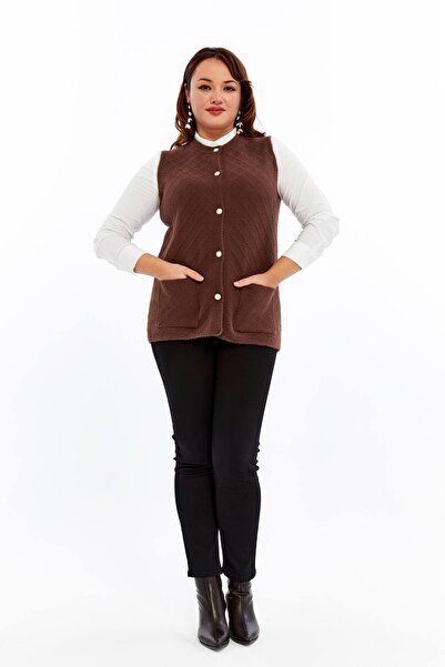 Laden Women's Knitwear Bearded Plus Size Mother Winter Vest