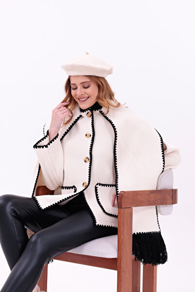 saint majesta Women's Embroidered Scarf Thick Cashmere Knitwear Jacket-Cardigan |   Extra Warm Winter