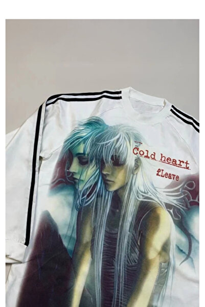 Köstebek White Cold Heart 3 Stripe Vintage Sweatshirt