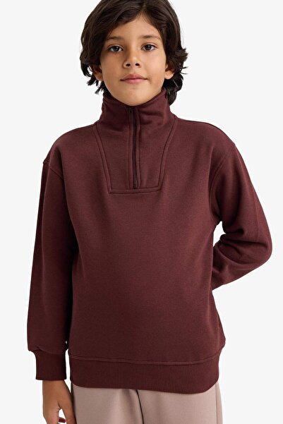 DeFacto Boy's Half Zipper Soft Fleece Inside Sweatshirt G5547A825Cw