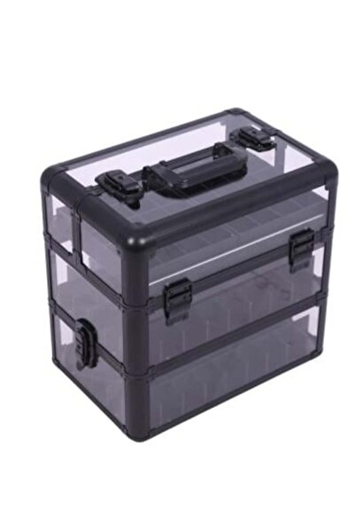 Salon System Transparent Black Multi-layer Makeup Organizer Box –