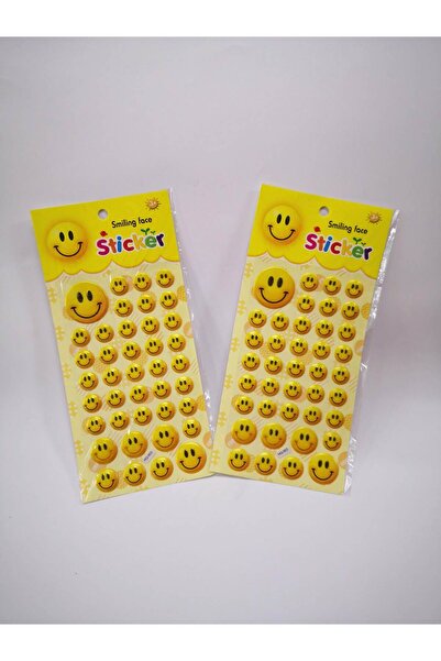 Linea Kabartmalı Gülen Yüz Sticker Seti – 80 Adet Sarı Smile Etiket – 2 Adet ...