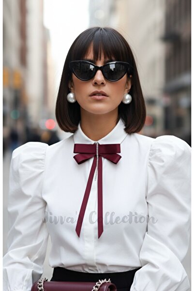 Cash Trade Kadın Fiyonk Broş-Bordo. Parlayan Rhinestone Sallantılı Detaylı. F...