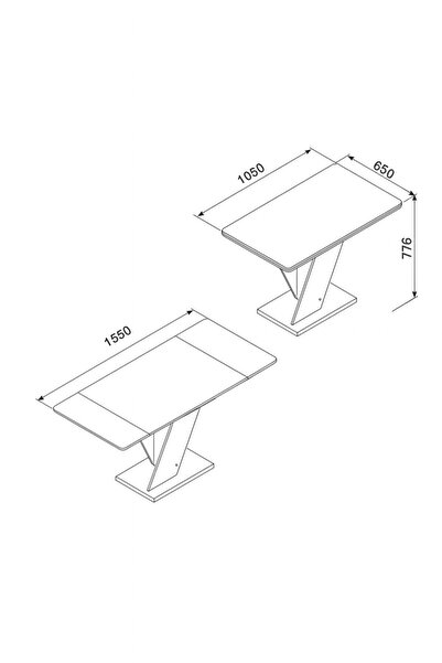 VENITIVO VINDEM CELOR INTELIGENTI Extendable kitchen table, rectangular, 4 people, white, 104 / 164.5 x 68 x 77.5 cm
