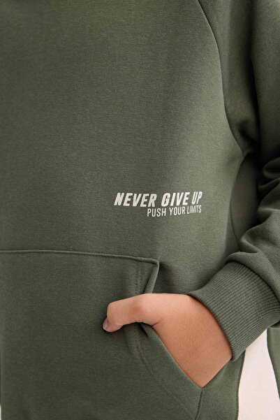 DeFacto Boy's Hooded Printed Soft Fleece Inside Sweatshirt G5540A825Cw