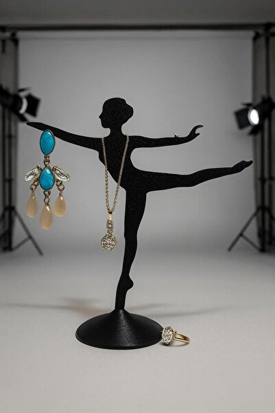 ALİS WORLD Siyah Balerin Siluet Takı Standı – Kolye, Bileklik ve Yüzük Düzenleyici – Dekoratif Takılık