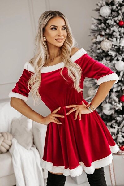 styleFlex Velvet Christmas dress with fur