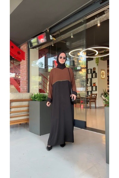 Melek aydın Gold Applique Detailed Ferace Dress