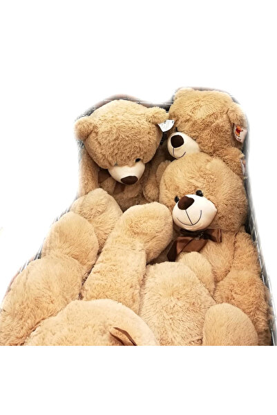 Jumbo Brown/Cream Teddy Bear with Brown Bow at the Neck, 1 meter