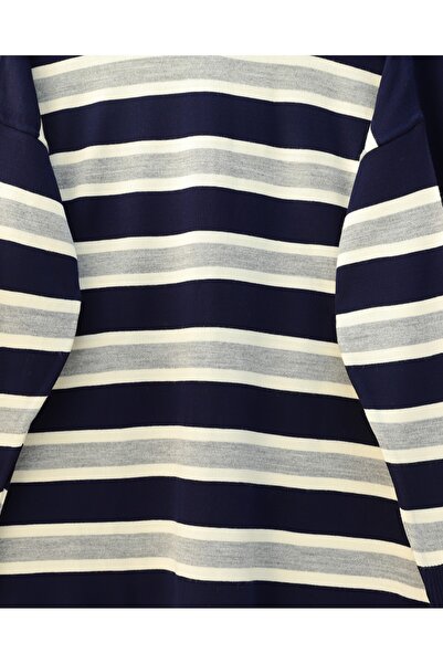 Modamorfo Round Neck Colorful Striped Casual Knitwear Set - Gray