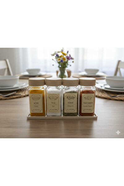 Blissra 4-Piece Glass Spice Jar Set & Salt and Pepper Shaker Set - Countertop Kitchen Organizer - 140ml