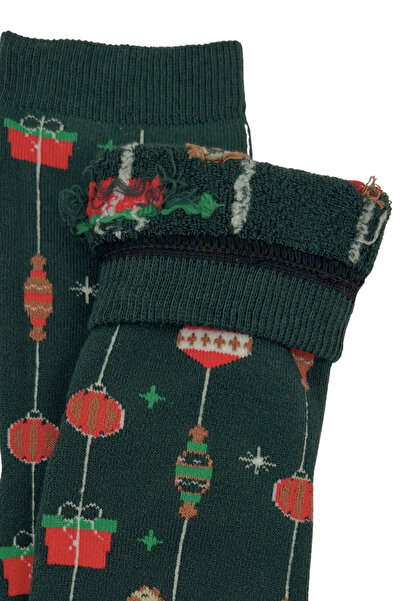 Sofist İstanbul Christmas Themed Cotton Towel Socks Set of 2 Soft Christmas Patterned Socks Set in a Special Gift Bag