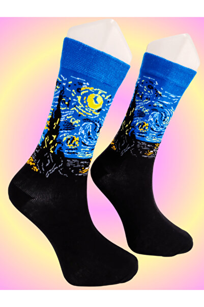 Shuttle Park Special Series Happy Colorful Van Gogh Starry Nights Patterned Socks Fun Comfortable Design Socks