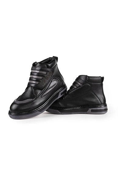 nuvora حذاء للأولاد باللون الأسود – مزود بسحاب ورباط، حذاء شتوي بنعل سميك