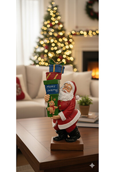 Dekoromi Dekoratif Yılbaşı Noel Baba Biblo Obje 34x17cm - Hediyelik Dekorasyo...