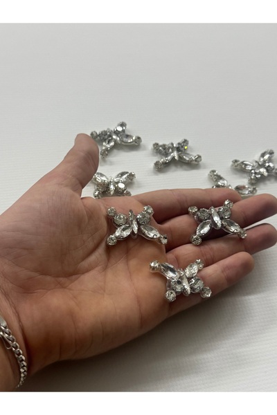 Pratik aksesuar Silver Shine Kristal Cam Kelebek 1 Adet ÜTÜ İLE YAPIŞTIRMA