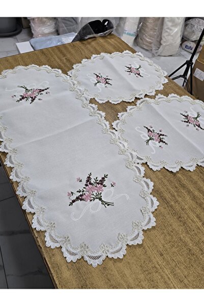 Fransizdantel Nakışlı 3 parça Dantelli Yatak odası takımı