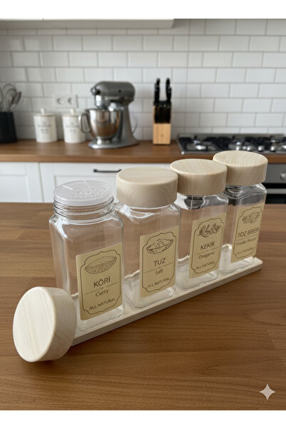 Blissra 4-Piece Glass Spice Jar Set & Salt and Pepper Shaker Set - Countertop Kitchen Organizer - 140ml