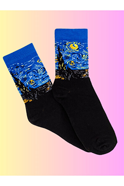 Shuttle Park Special Series Happy Colorful Van Gogh Starry Nights Patterned Socks Fun Comfortable Design Socks