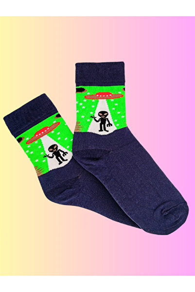 Shuttle Park Special Series Happy Colorful Alien Patterned Ufo Socks Fun Comfortable Stylish Design Style Socks