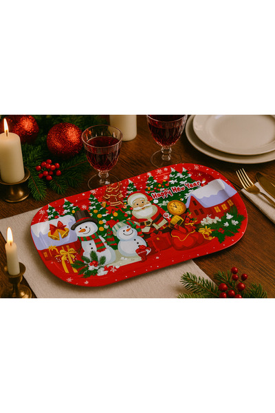 ATAGİFT HEDİYELİK صينية تقديم بتصميم سانتا كلوز ورجل الثلج لرأس السنة الجديدة...