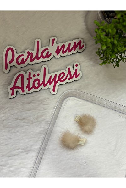 SOFT Дівчача шпилька для волосся з кліпсою, кремовий пухнастий помпон