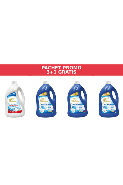 Schiuma di Marsiglia PACHET PROMO 3+1 – DETERSIVO IGIENIZZANTE & BUCATO FRESCHEZZA – 4 x 5L