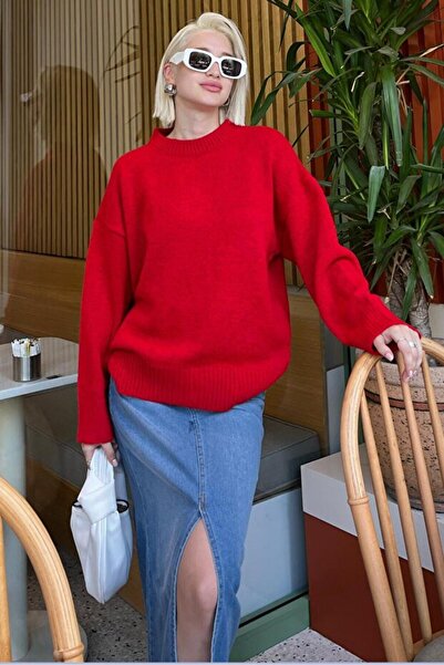 Elfin Crew Neck Oversize Knitwear Women's Sweater