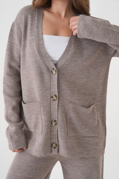 Noi Belis Basic Oversized Cardigan Pants Knitwear Bottom-Top Set Aw25Au0041