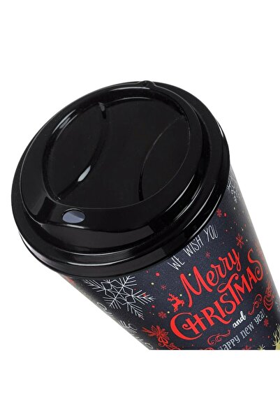 OEM Christmas Openhome Travel Mug with Lid, 500 ml Reusable Plastic, 'Merry Christmas', Dark Gray
