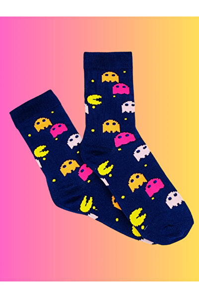 Shuttle Park Special Series Happy Colorful Game Patterned Pac Man Socks Fun Comfortable Stylish Design Style Socks