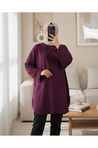 Modamorfo Skirt with Oval Cut and Slit -Plum