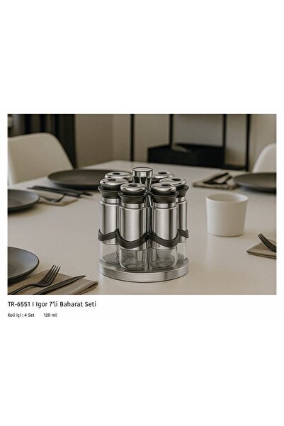 AROW Çırağan Home Alexi 6’lı Döner Stantlı Baharat Takımı