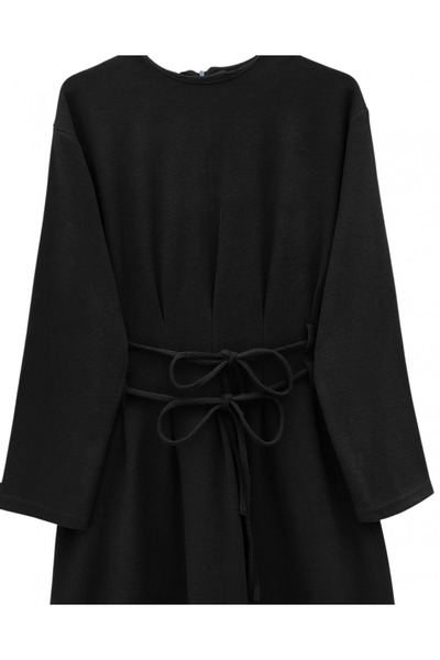 Modamorfo Buy Draped Pairs Lace-Up Thessaloniki Long Dress -Black