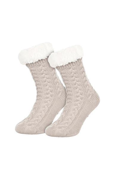 Fine Woman New warm home socks with fluffy insert and anti-slip sole