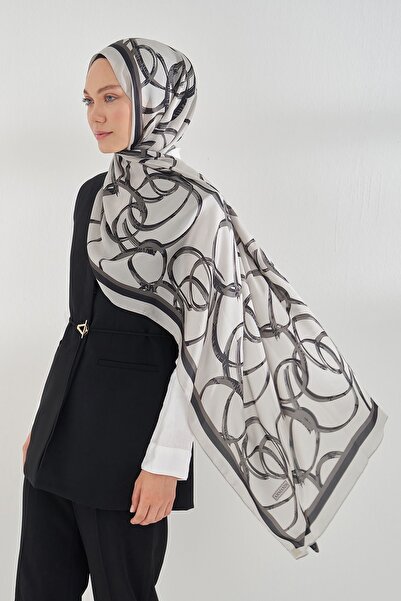 ARMANDA Circle desenli Ethnic Vual Şal - Gümüş