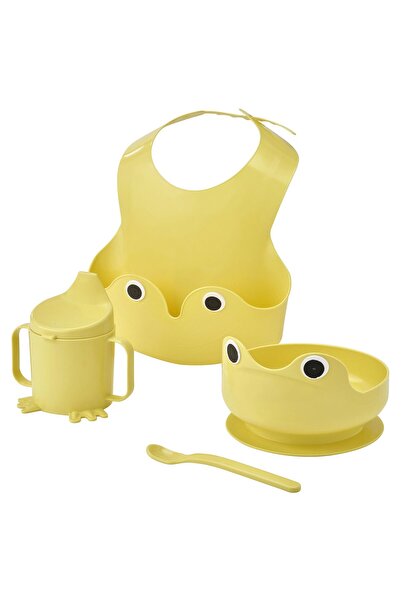 IKEA COZY ROOM - MATA çocuk yemek seti, açık sarı, 4 parça
